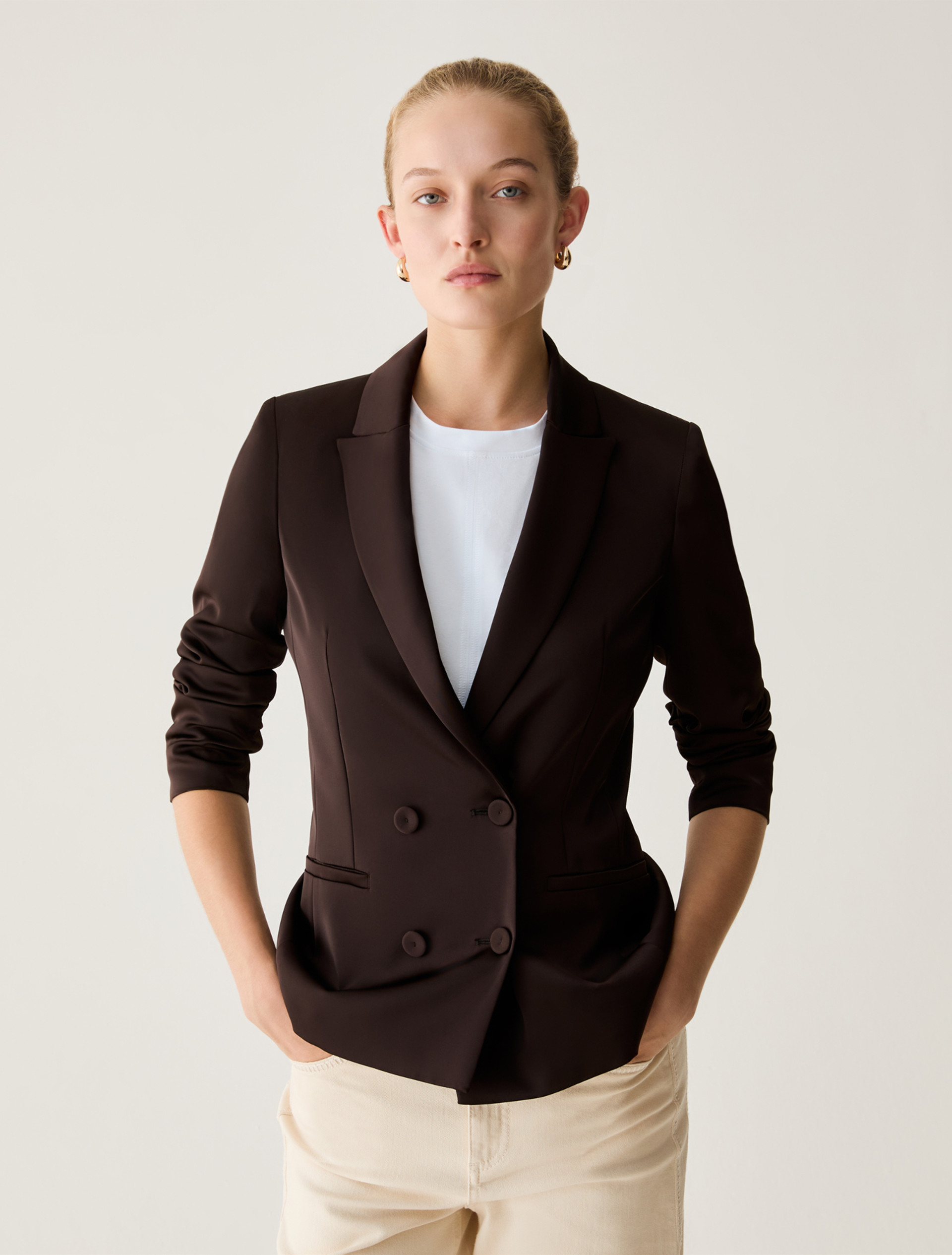 Double satin blazer - DARK BOWN - Pennyblack - 1