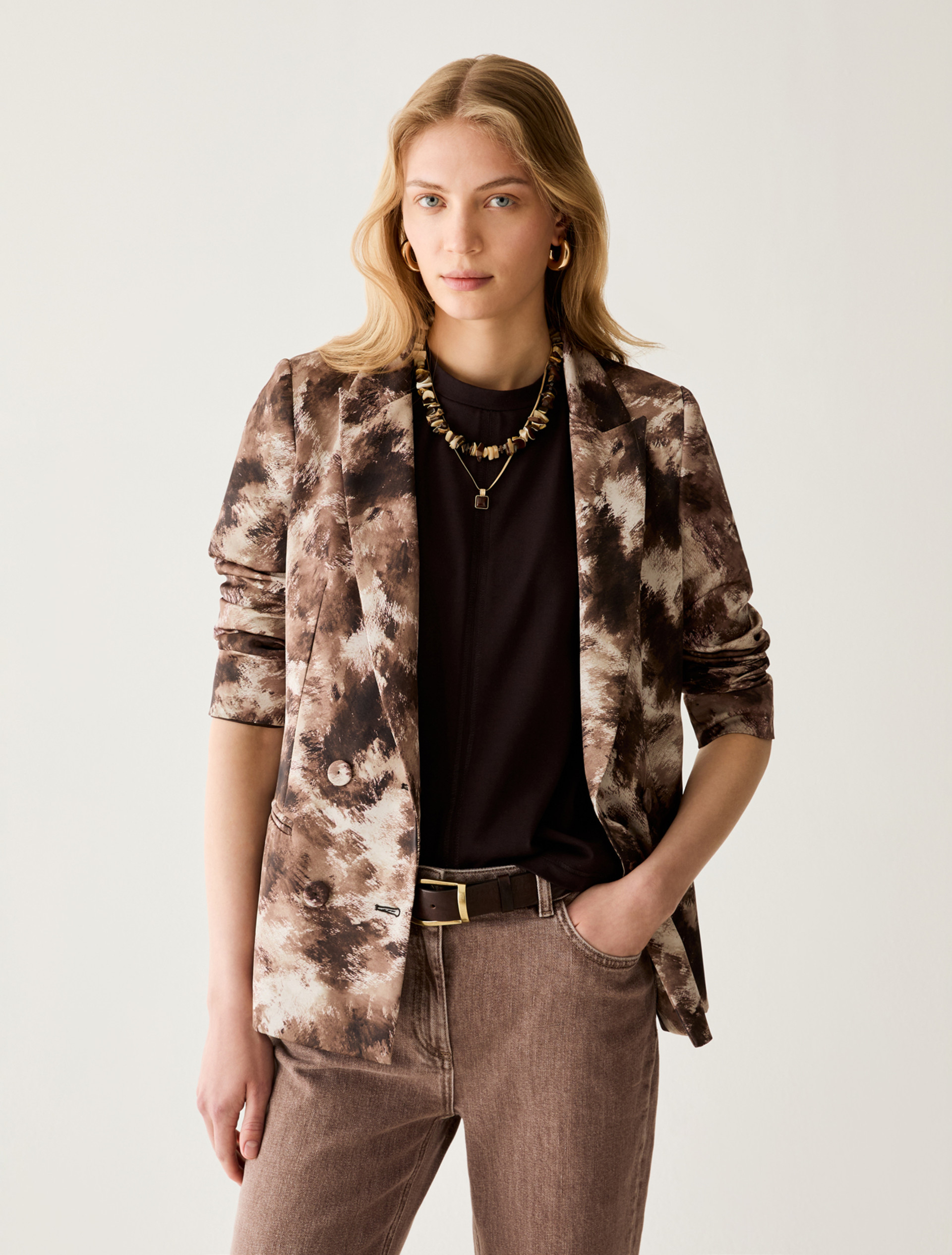 Double satin blazer - DARK BOWN - Pennyblack - 1