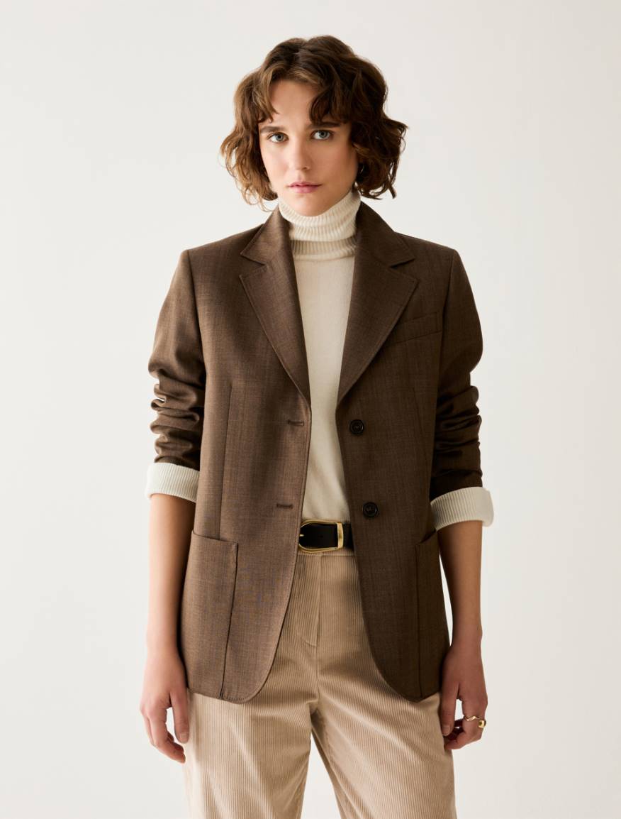 Pure wool blazer - BROWN - Pennyblack