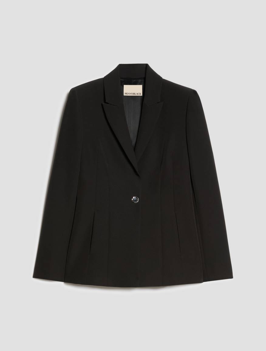 Slim technical-fabric blazer - BLACK - Pennyblack - 2