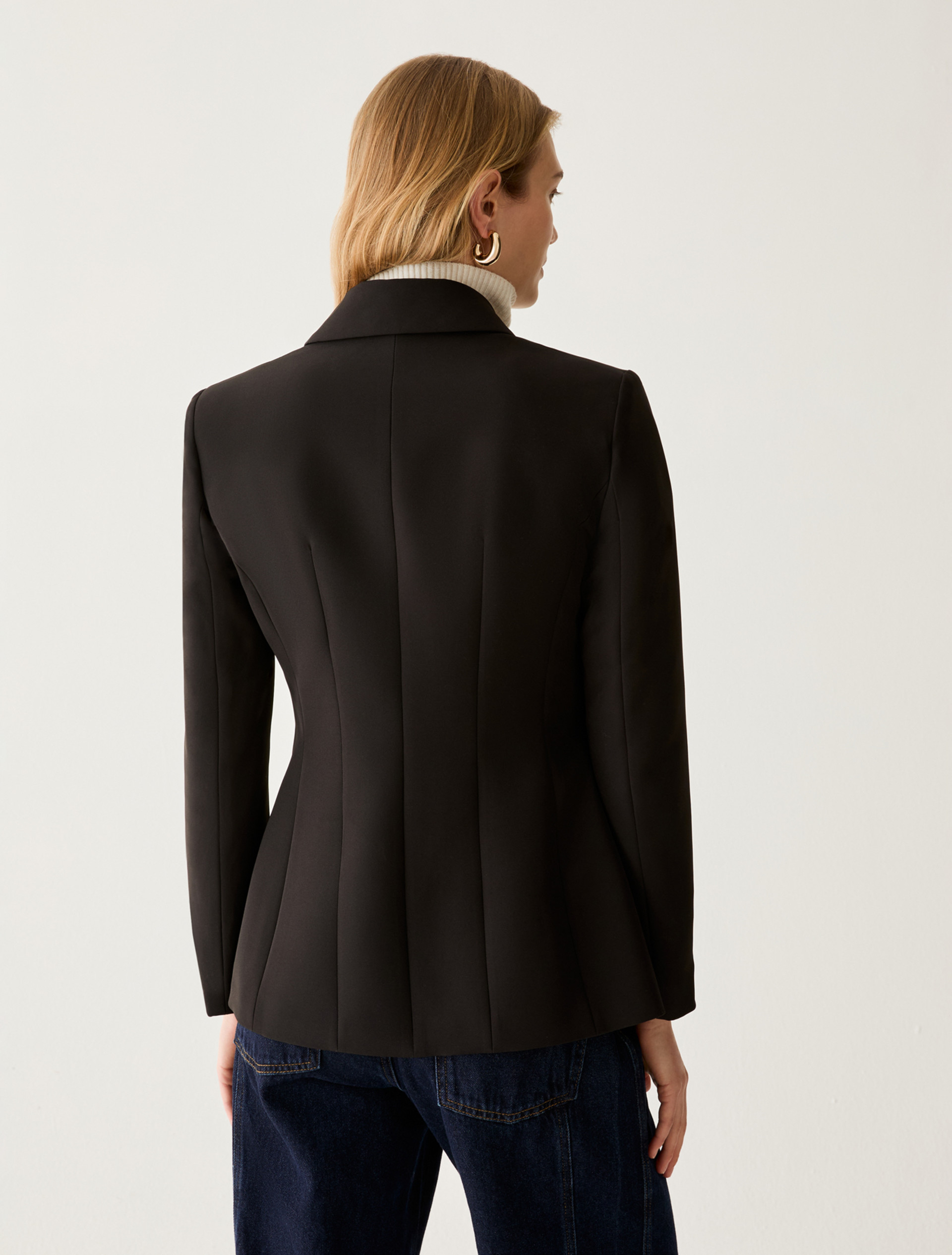 Slim technical-fabric blazer - BLACK - Pennyblack - 3