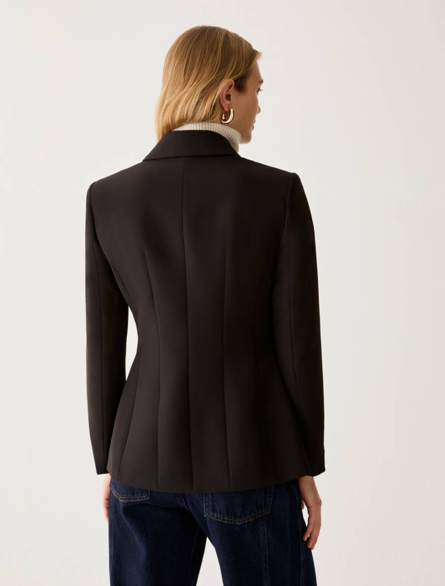 Slim technical-fabric blazer - BLACK - Pennyblack - 3