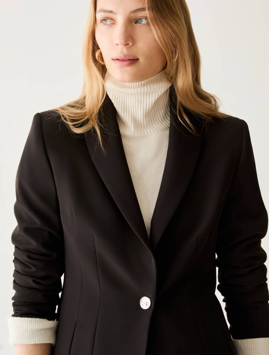 Slim technical-fabric blazer - BLACK - Pennyblack - 4