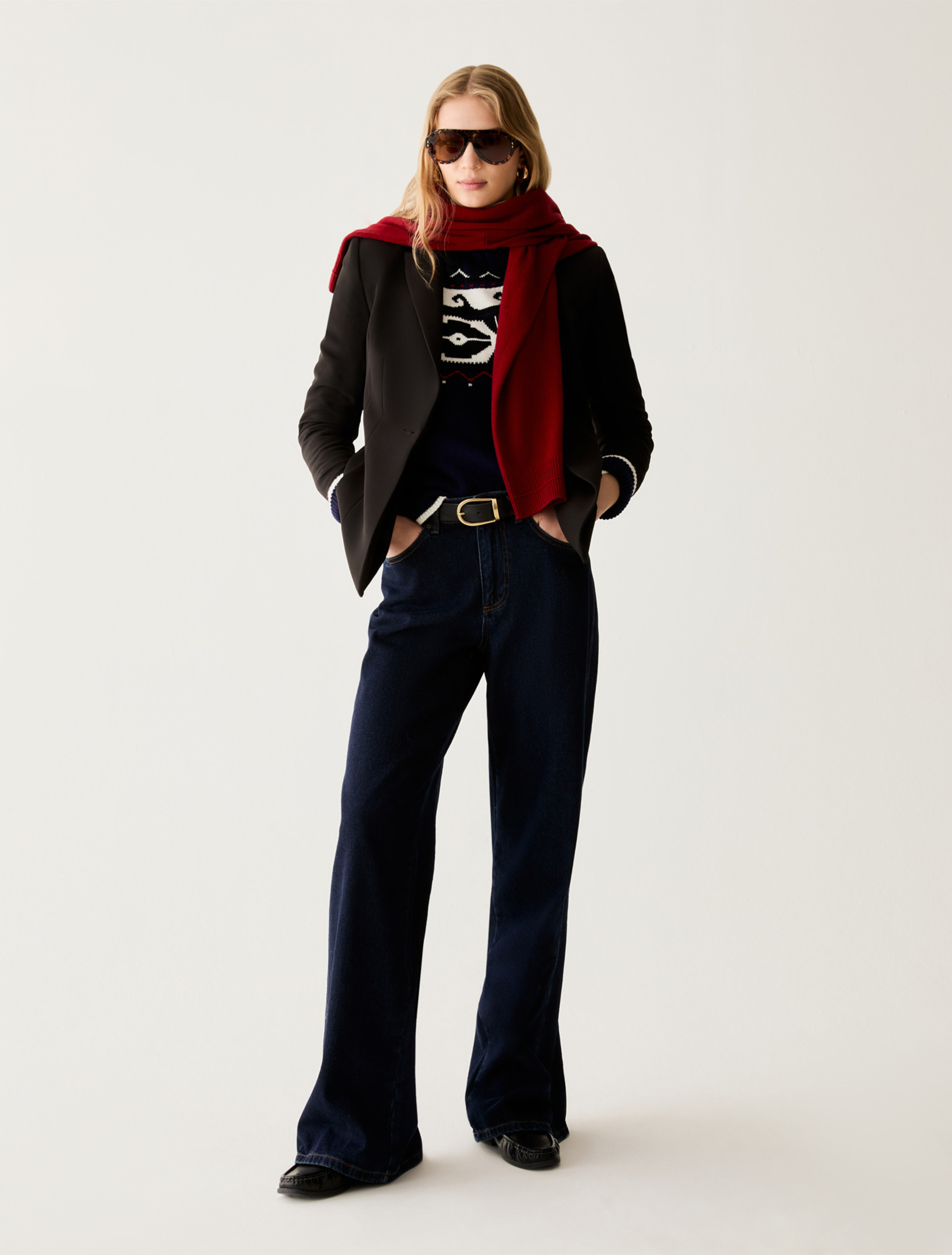 Slim technical-fabric blazer - BLACK - Pennyblack - 5