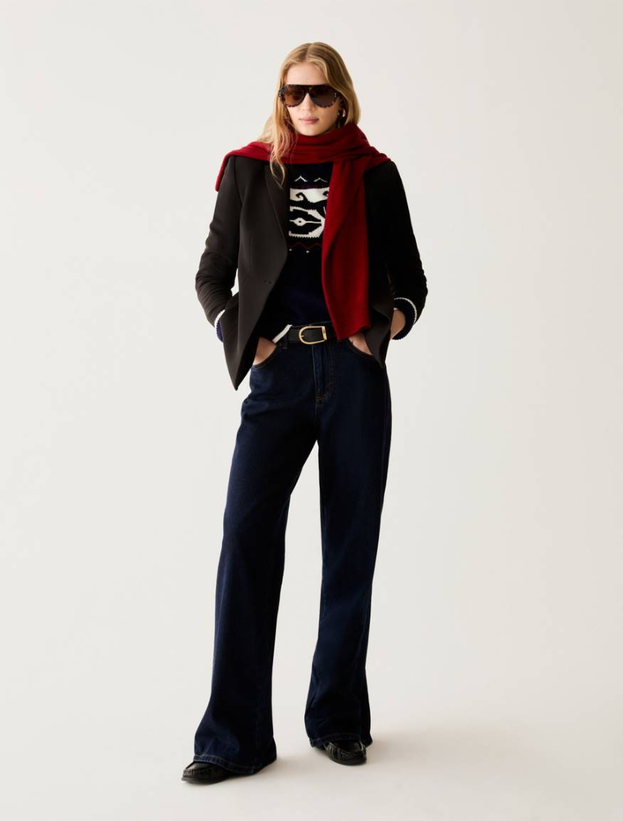Slim technical-fabric blazer - BLACK - Pennyblack - 5