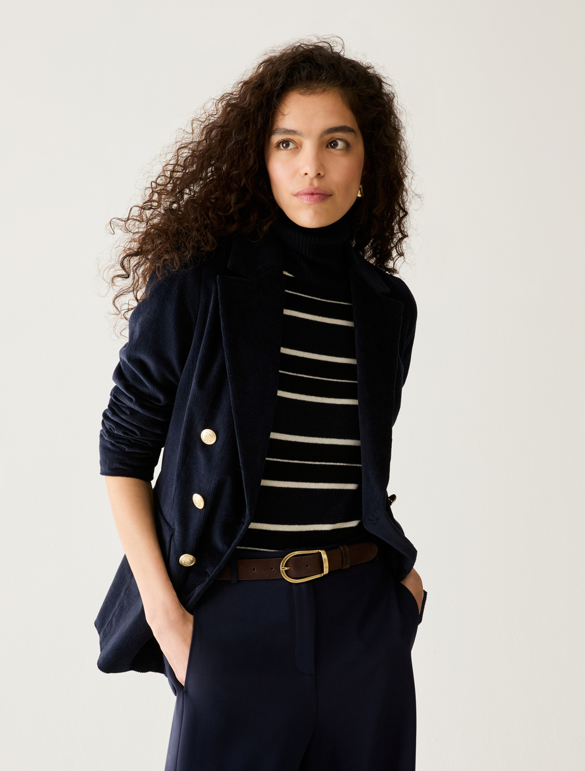 Corduroy blazer - NAVY - Pennyblack - 1