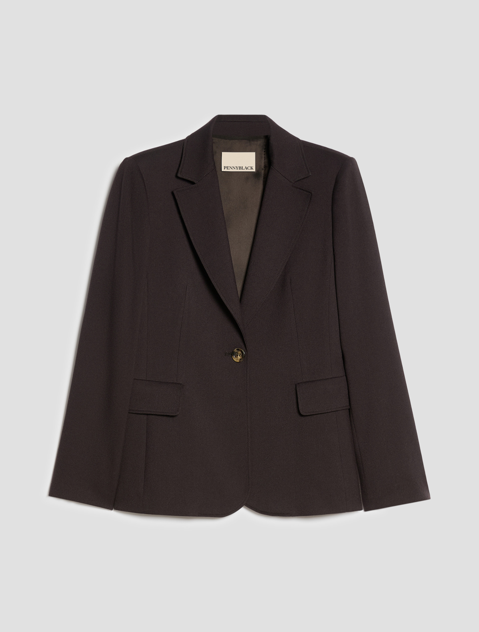 Single-breasted one-button blazer - DARK BOWN - Pennyblack - 2