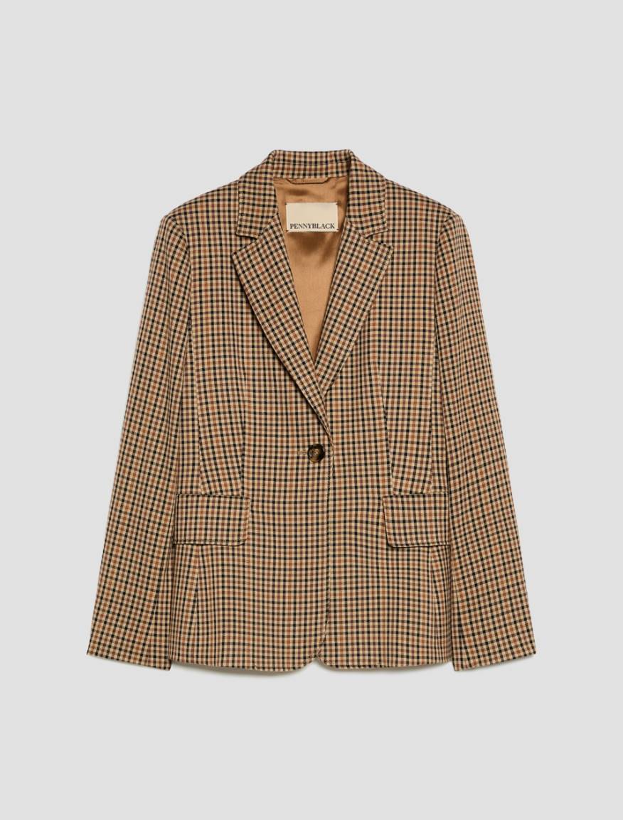 Single-breasted one-button blazer - CAMEL - Pennyblack - 2