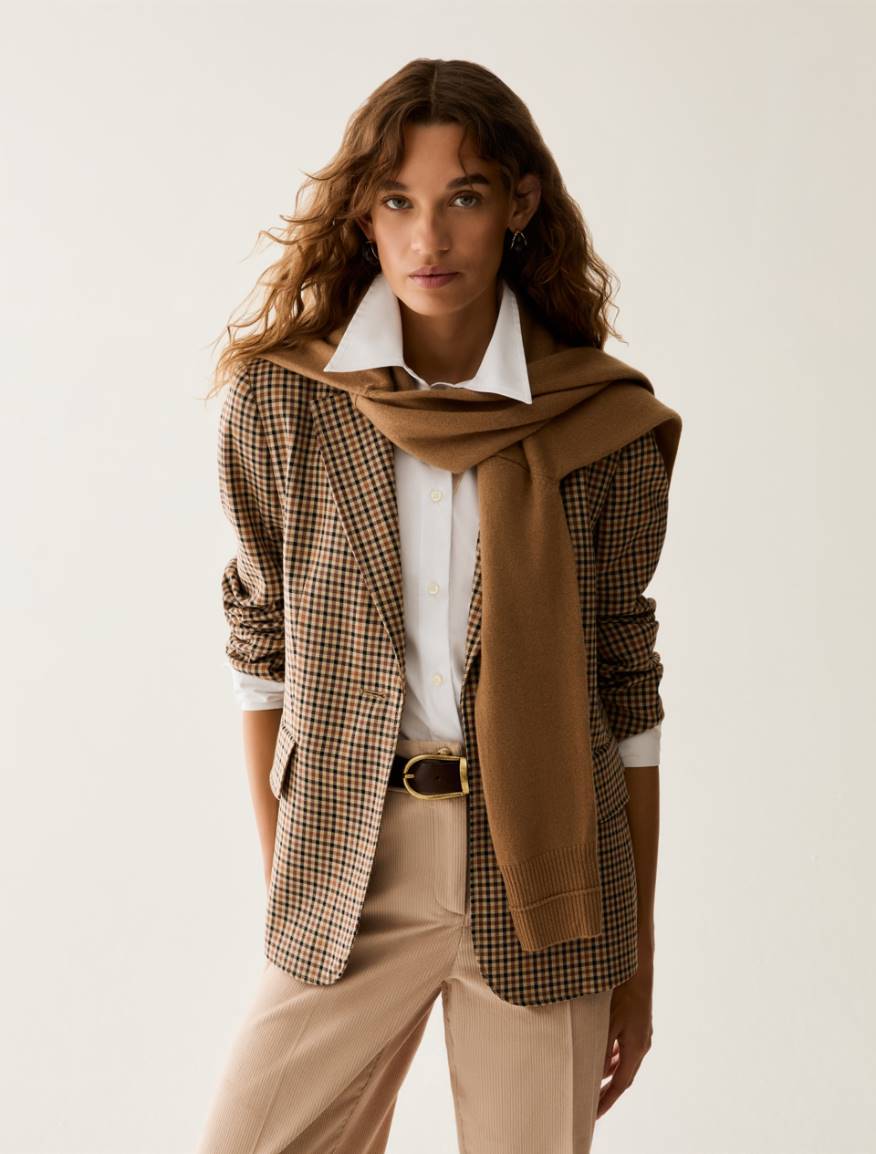 Single-breasted one-button blazer - CAMEL - Pennyblack