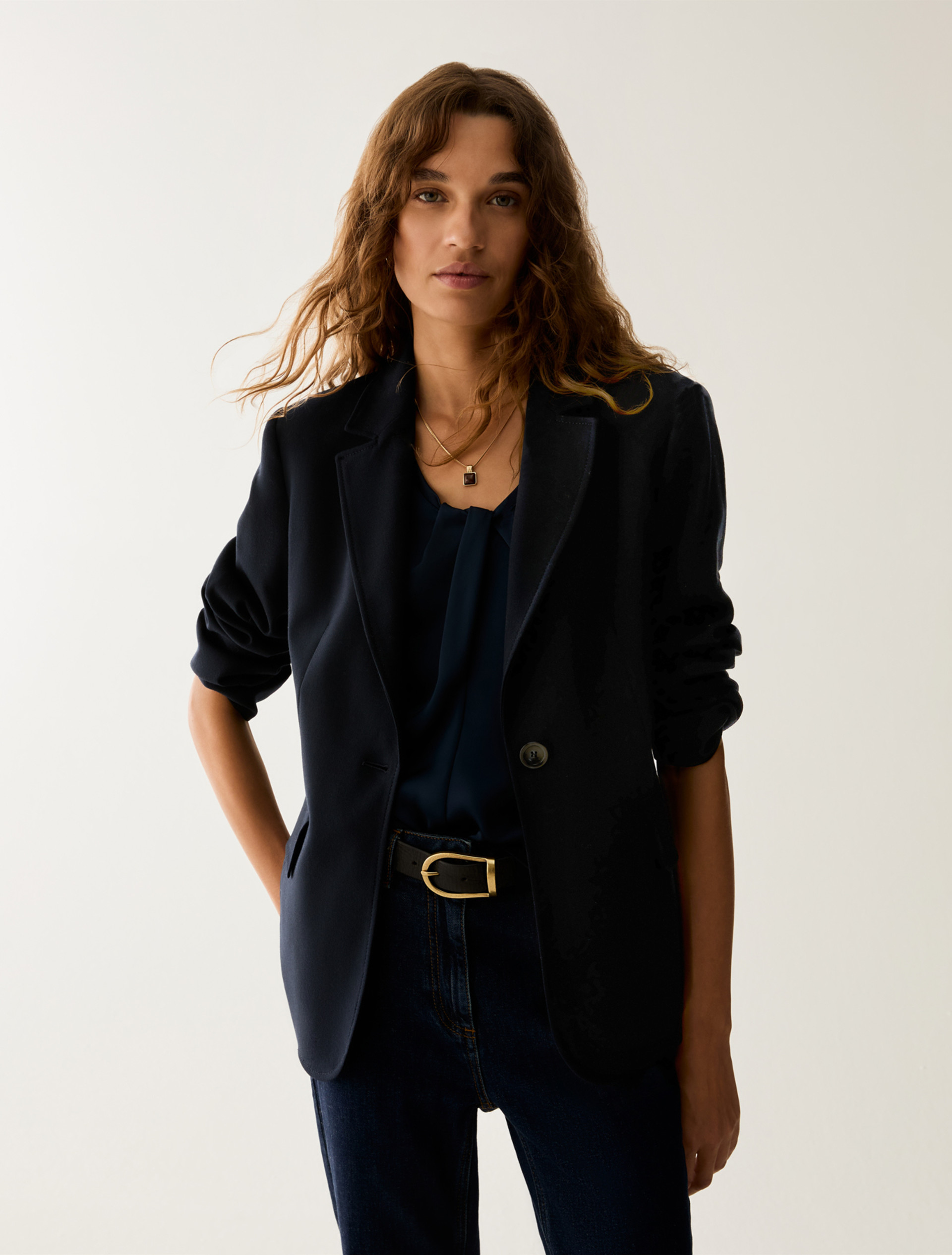 Single-breasted one-button blazer - NAVY - Pennyblack - 1