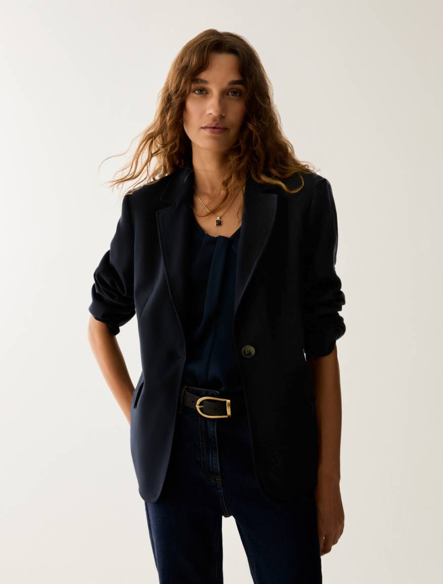 Single-breasted one-button blazer - NAVY - Pennyblack