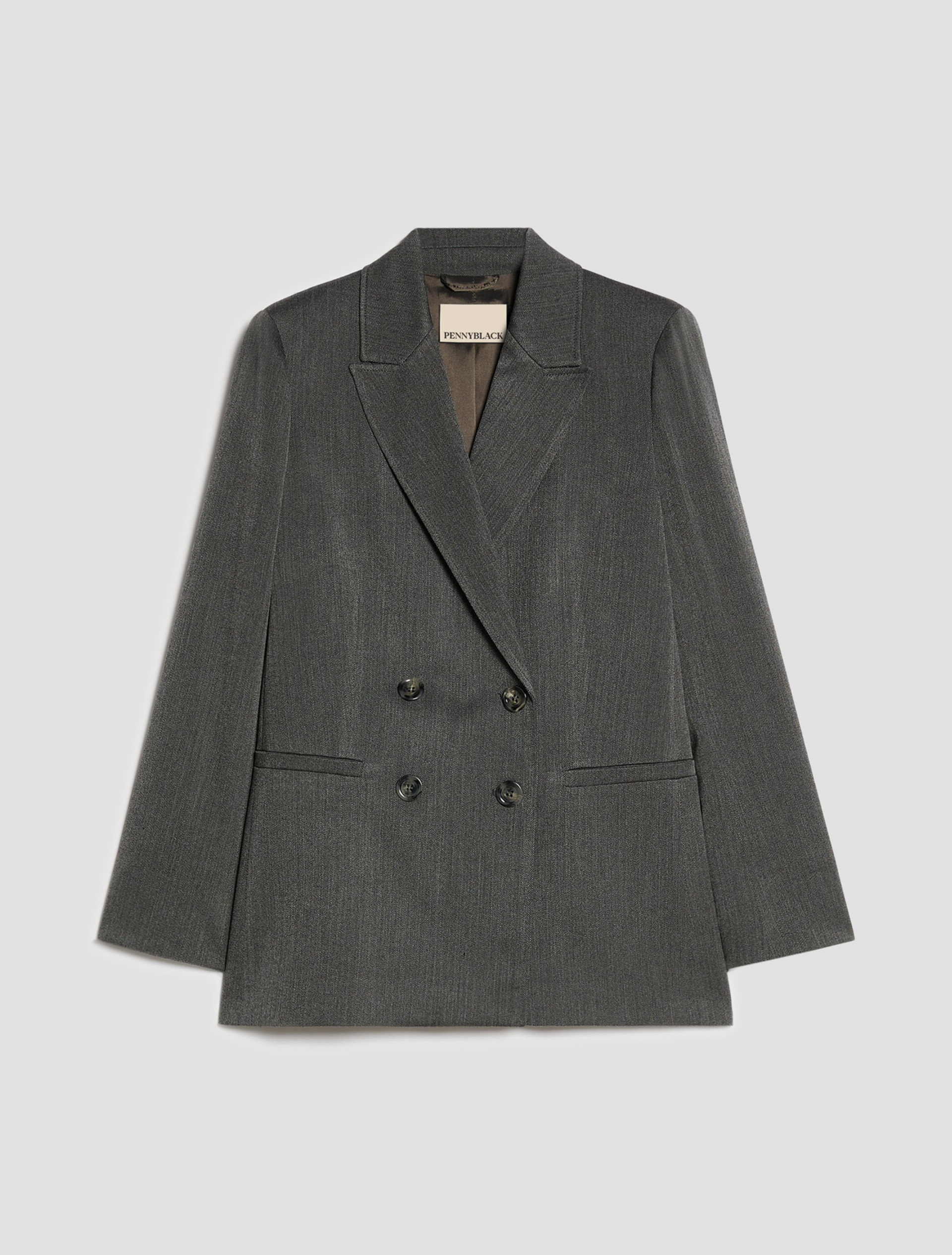 Relaxed Double-Breasted Blazer - GREY - Pennyblack - 2