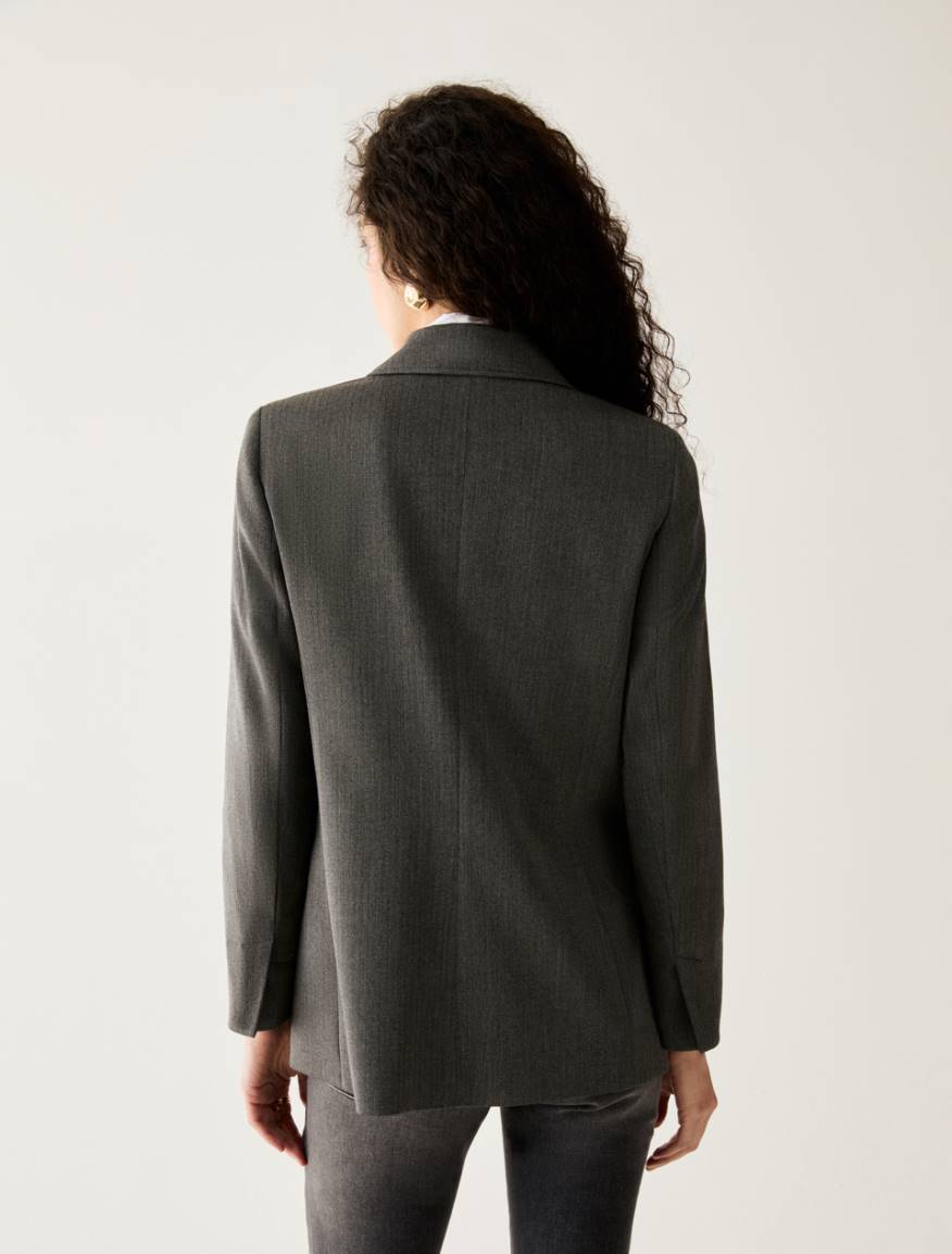 Relaxed Double-Breasted Blazer - GREY - Pennyblack - 3
