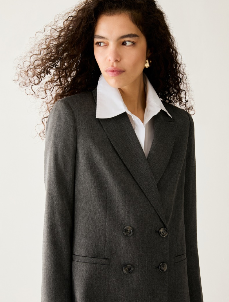 Relaxed Double-Breasted Blazer - Pennyblack - 4