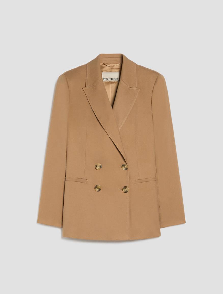 Relaxed Double-Breasted Blazer - CAMEL - Pennyblack - 2