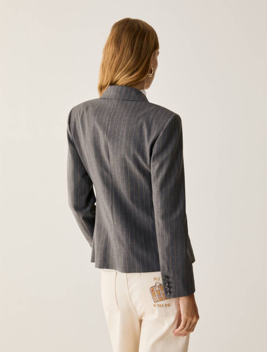 Blazer doppiopetto gessato - GRIGIO - Pennyblack - 3