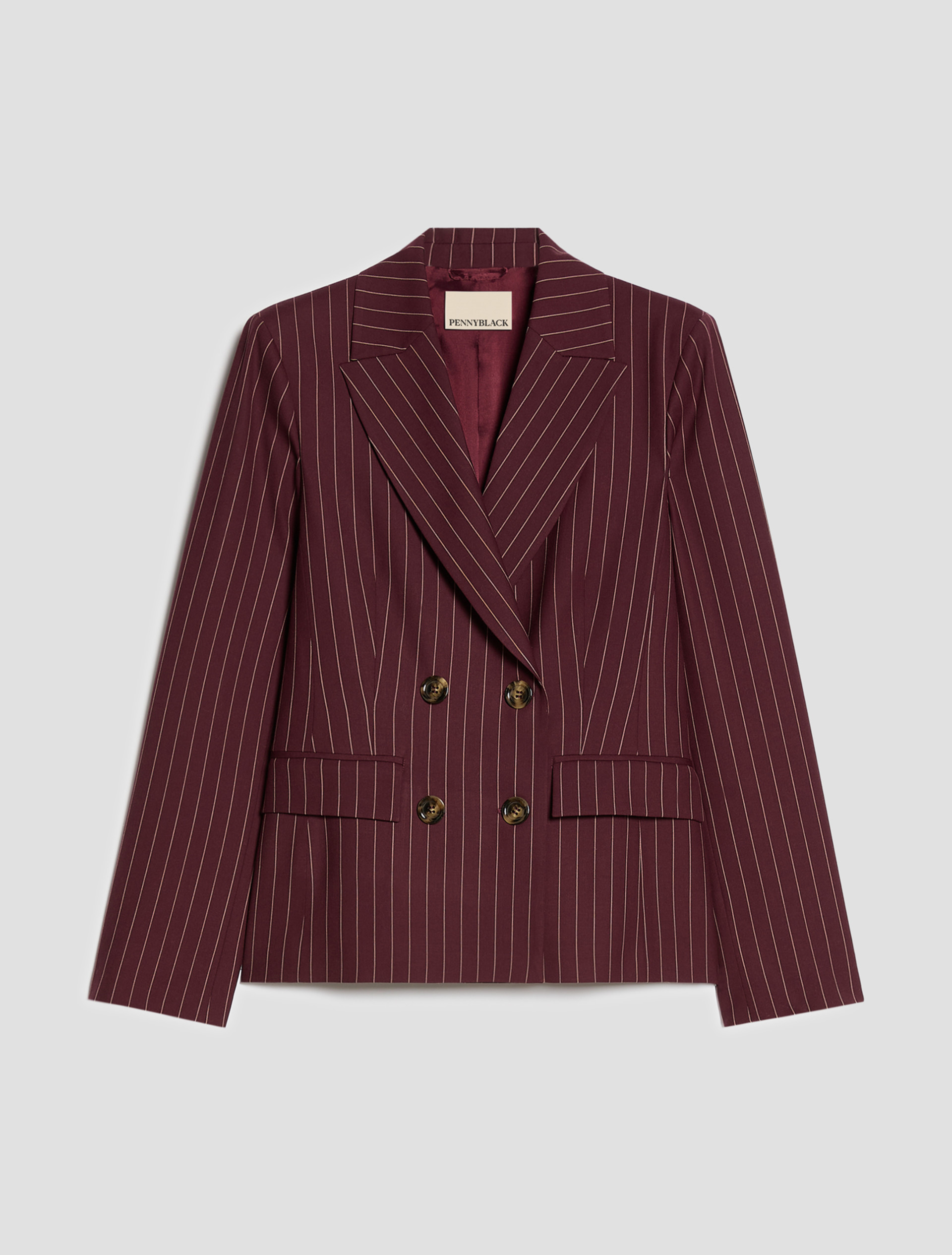 Pinstriped double-breasted blazer - BORDEAUX - Pennyblack - 2