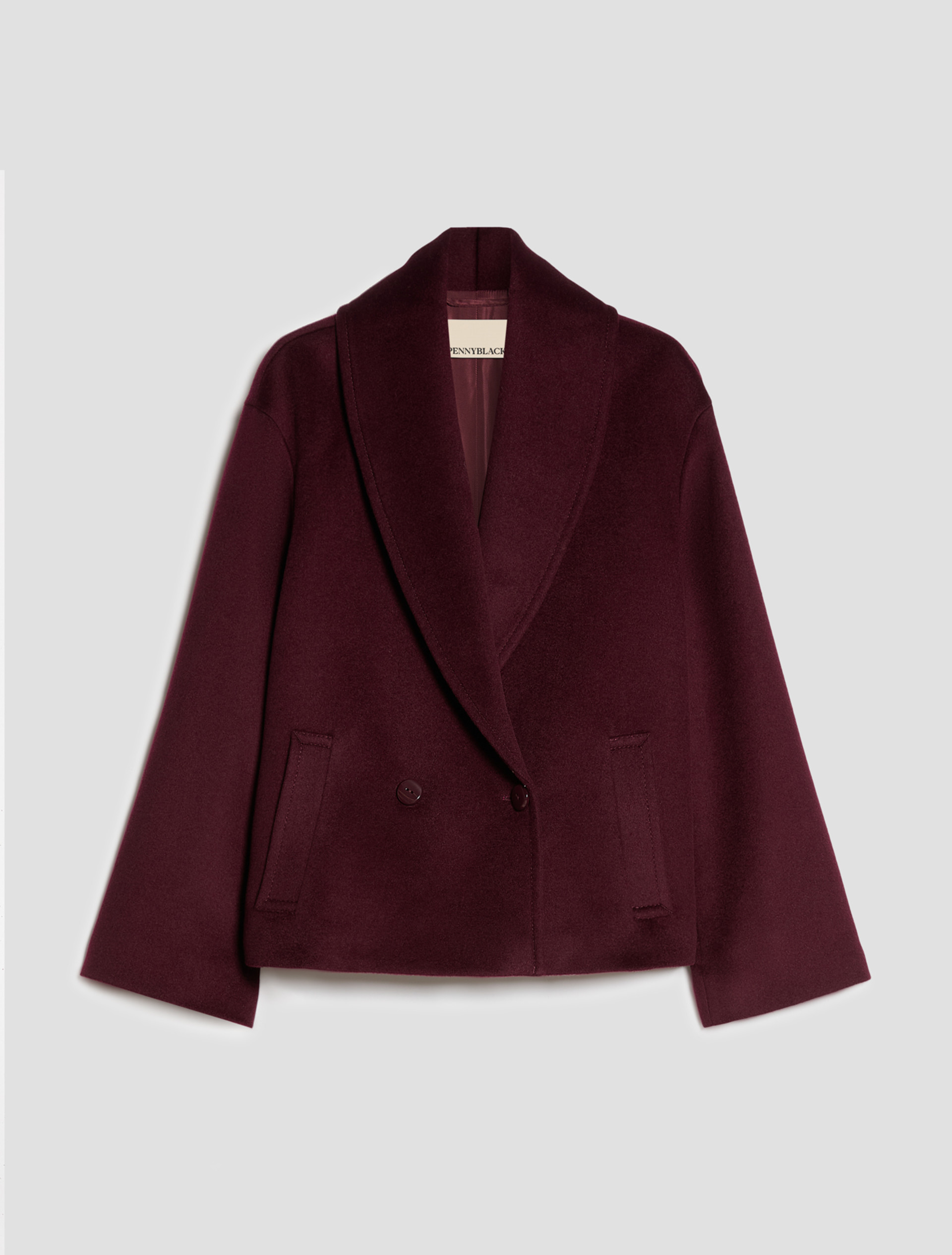 Pea coat in wool drap - BORDEAUX - Pennyblack - 2