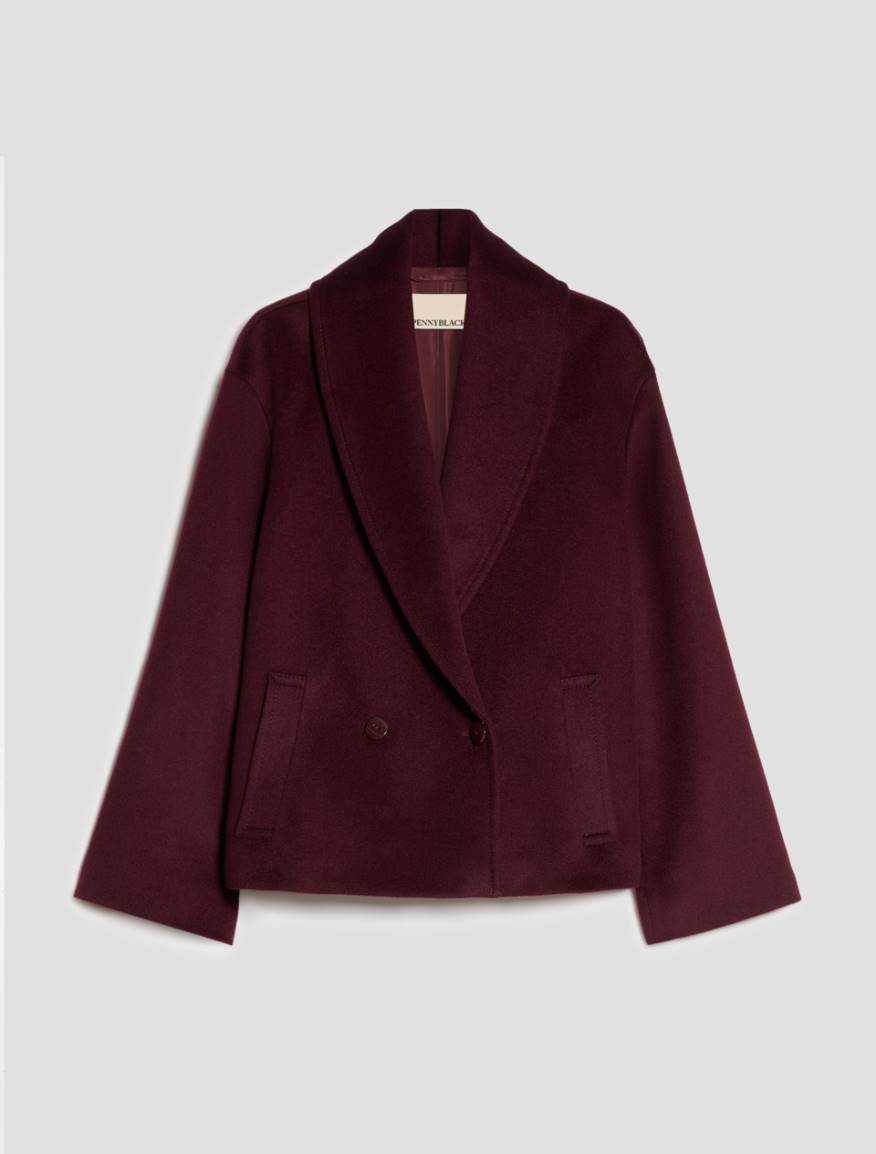 Pea coat in wool drap - BORDEAUX - Pennyblack - 2