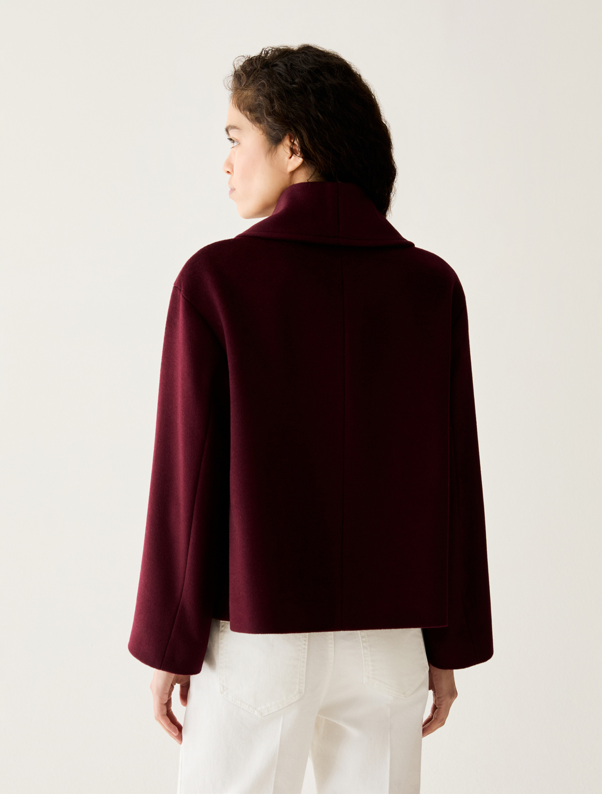 Pea coat in wool drap - BORDEAUX - Pennyblack - 3