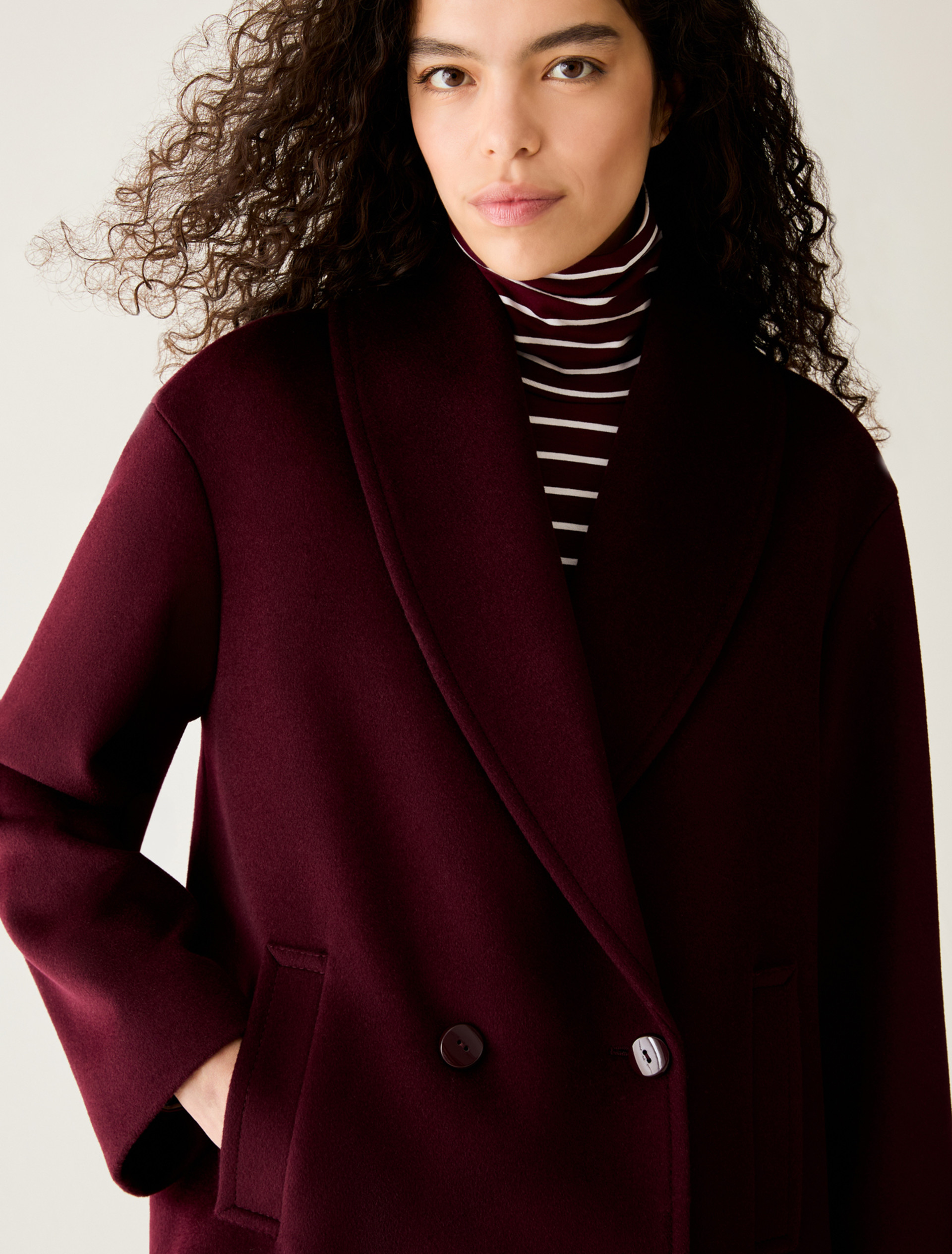 Pea coat in wool drap - BORDEAUX - Pennyblack - 4
