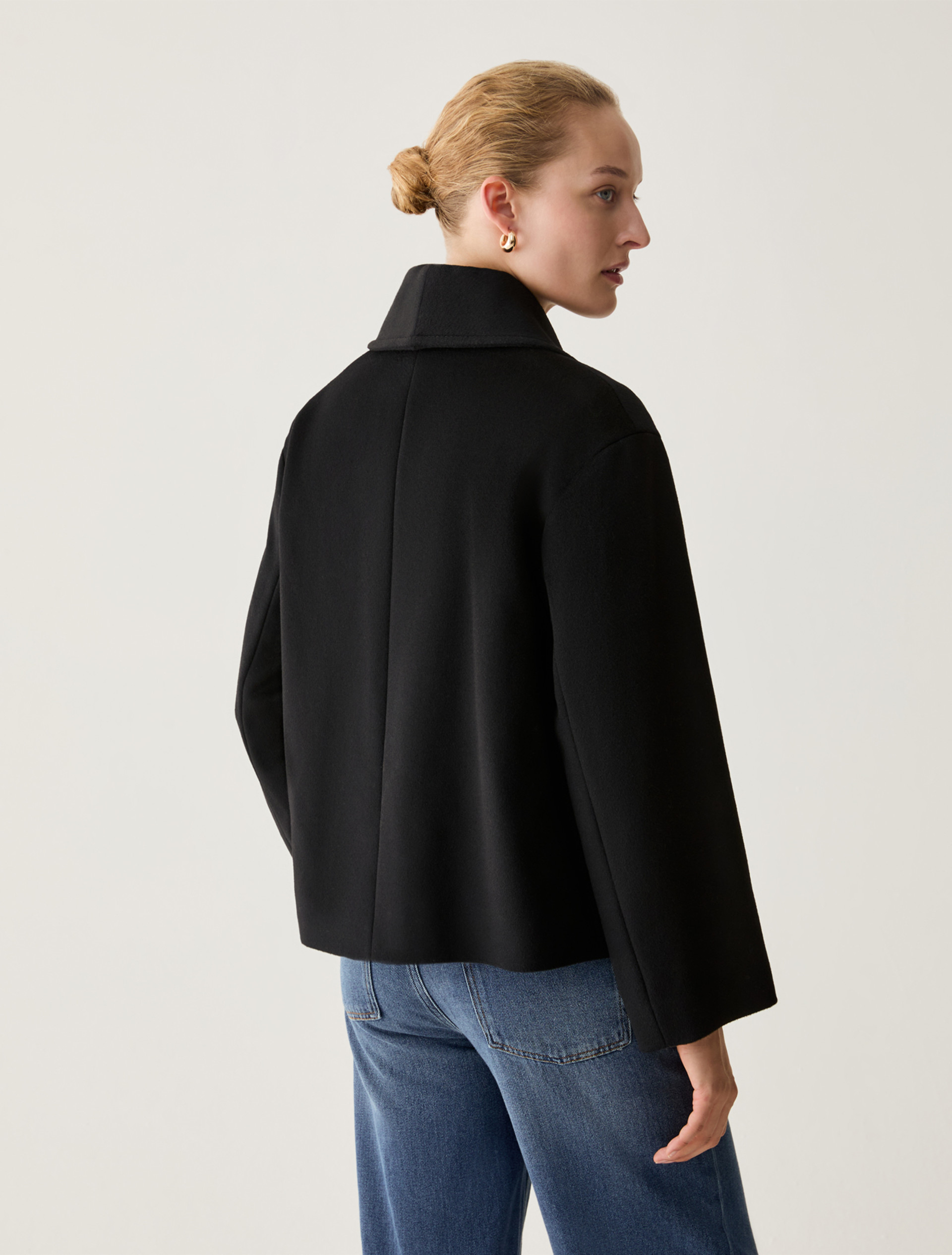 Pea coat in wool drap - BLACK - Pennyblack - 3