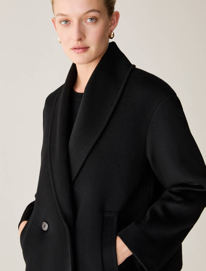 Pea coat in wool drap - BLACK - Pennyblack - 4