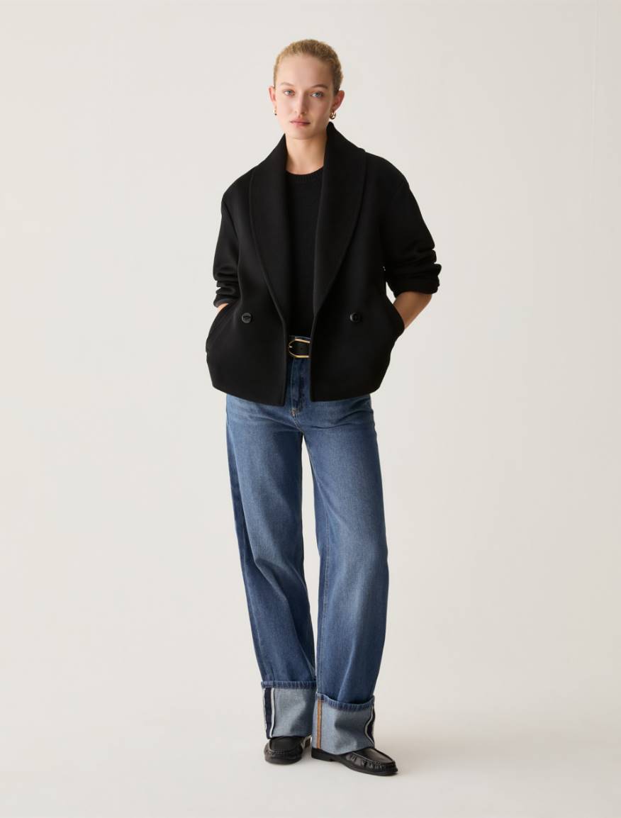 Pea coat in wool drap - BLACK - Pennyblack - 5
