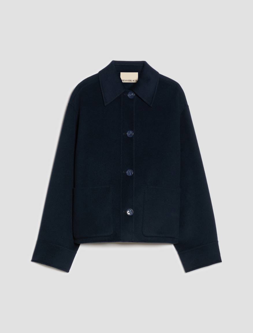Double-sided wool-blend jacket - NAVY - Pennyblack - 2