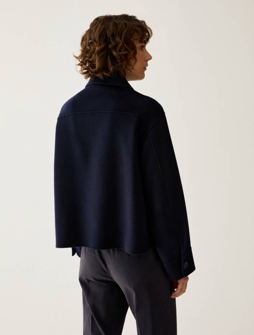 Double-sided wool-blend jacket - NAVY - Pennyblack - 3