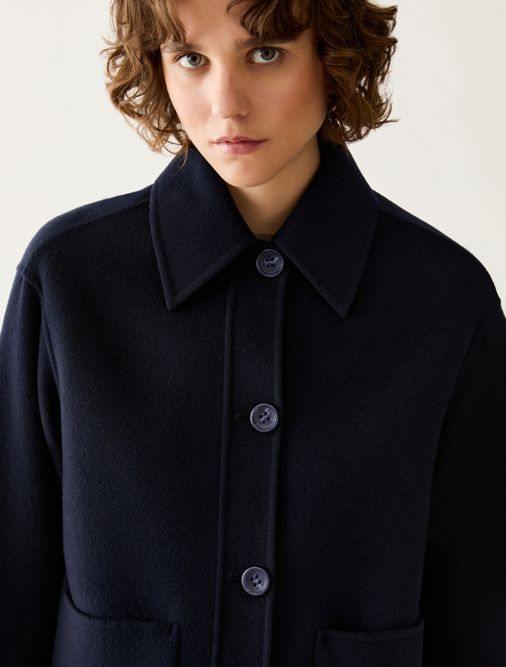 Double-sided wool-blend jacket - NAVY - Pennyblack - 4