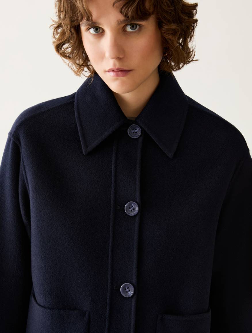 Double-sided wool-blend jacket - NAVY - Pennyblack - 4