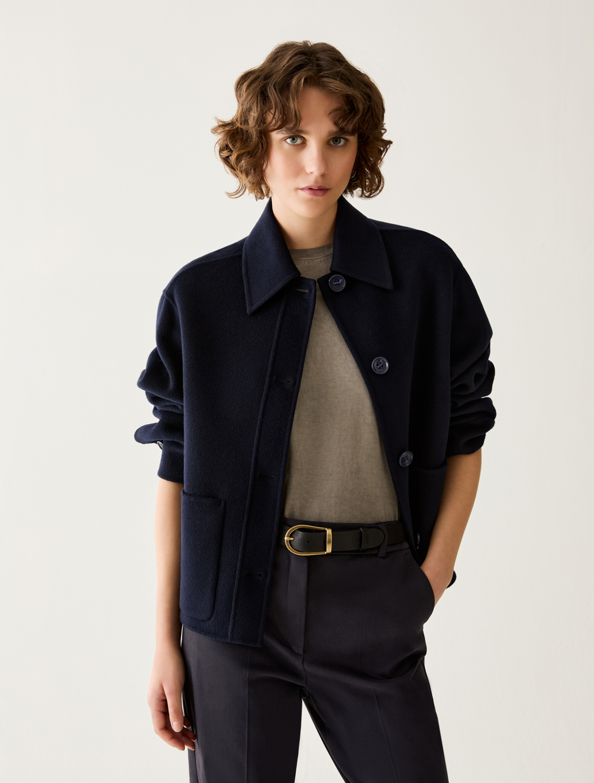Double-sided wool-blend jacket - NAVY - Pennyblack - 1