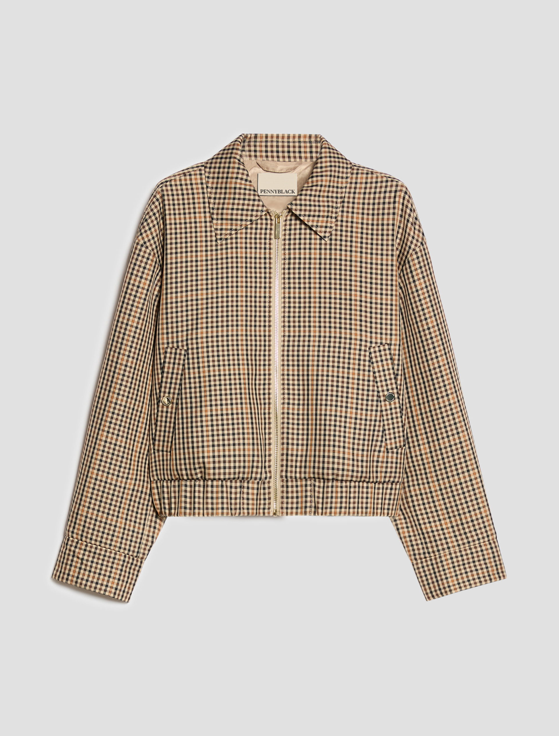 Gingham bomber jacket - CAMEL - Pennyblack - 2