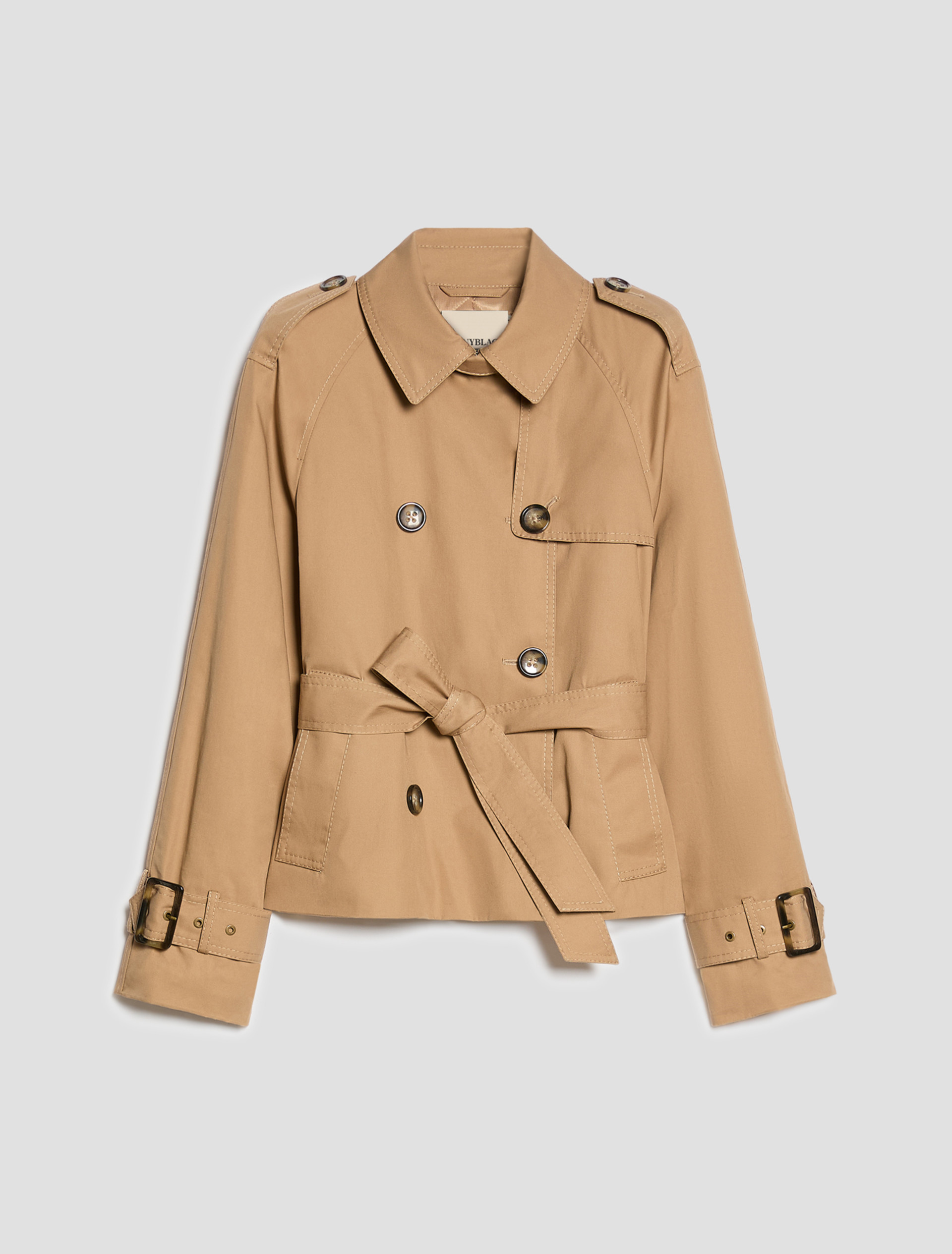 Cropped gabardine trench coat - CAMEL - Pennyblack - 2