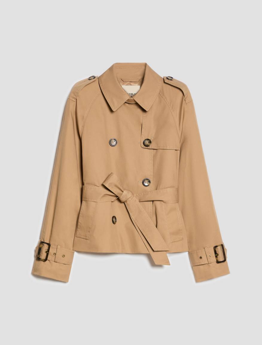 Cropped gabardine trench coat - CAMEL - Pennyblack - 2