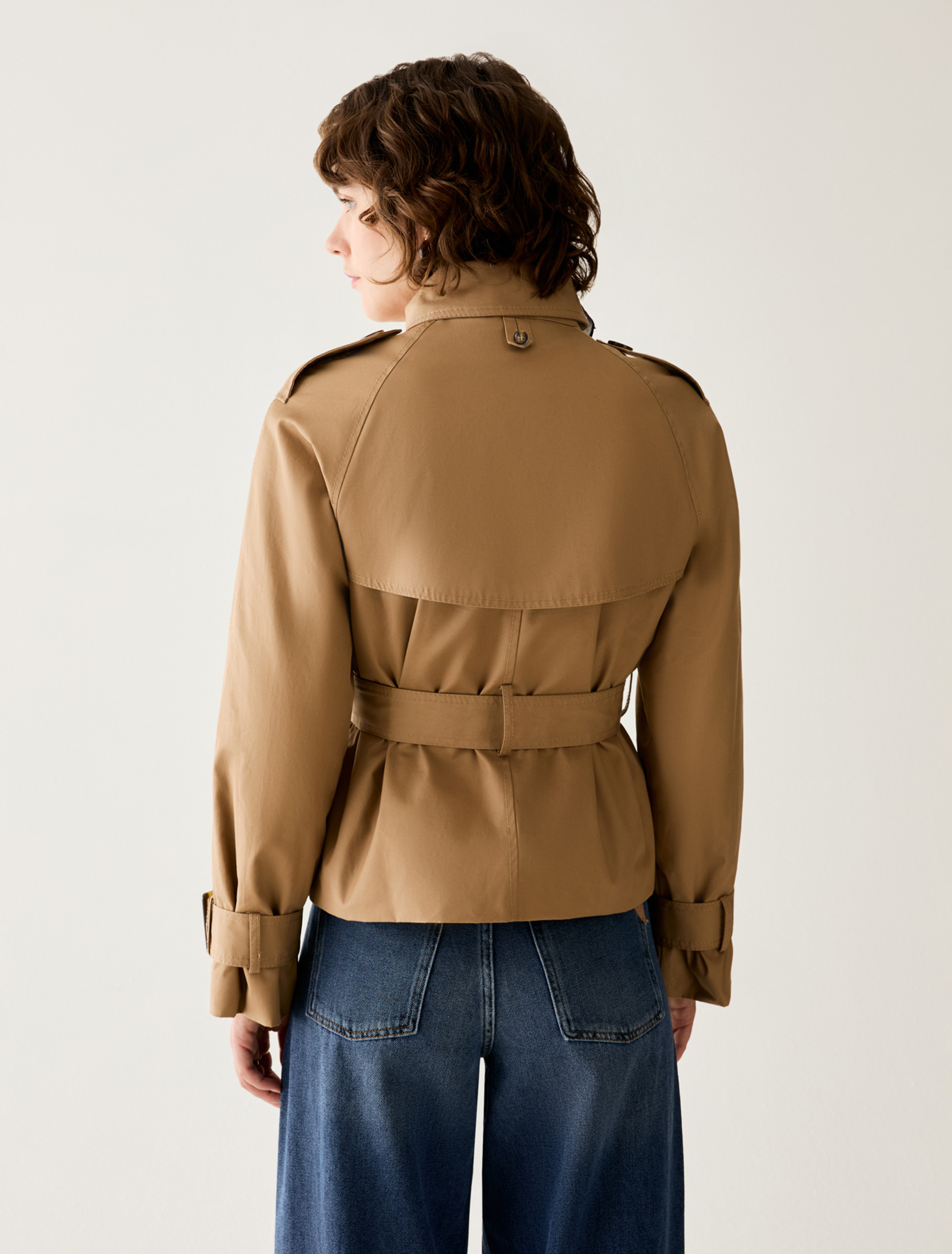 Cropped gabardine trench coat - CAMEL - Pennyblack - 3