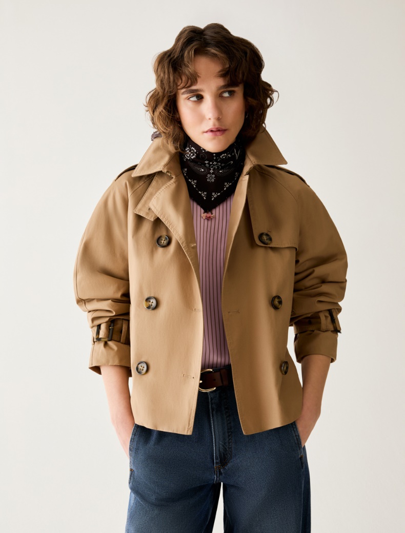 Cropped gabardine trench coat - Pennyblack