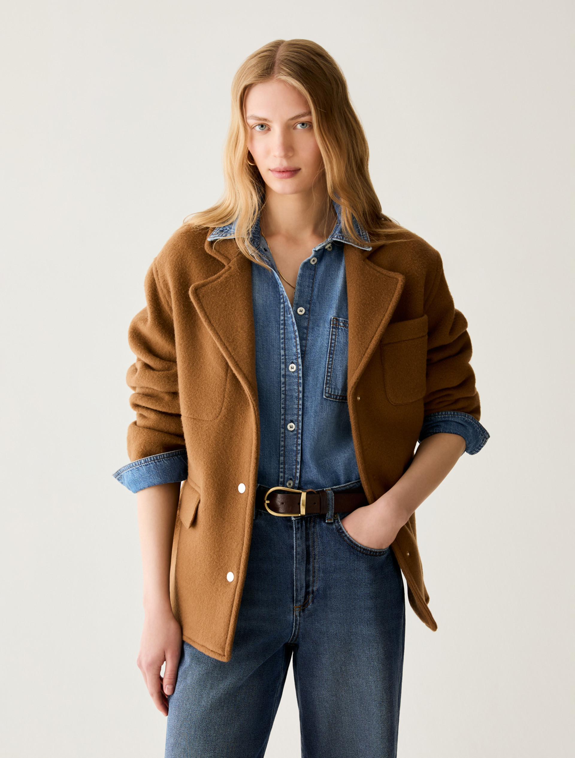 Giacca camicia in velour - TABACCO - Pennyblack - 1