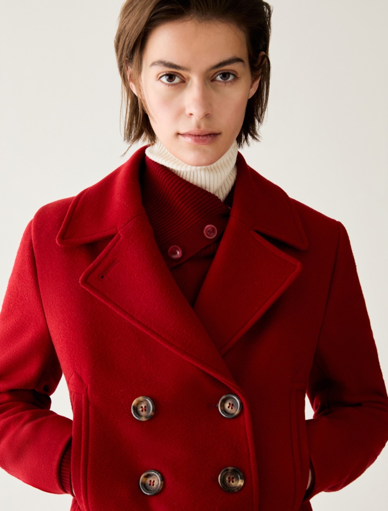 Slim-cut wool-blend pea coat - Pennyblack - 4