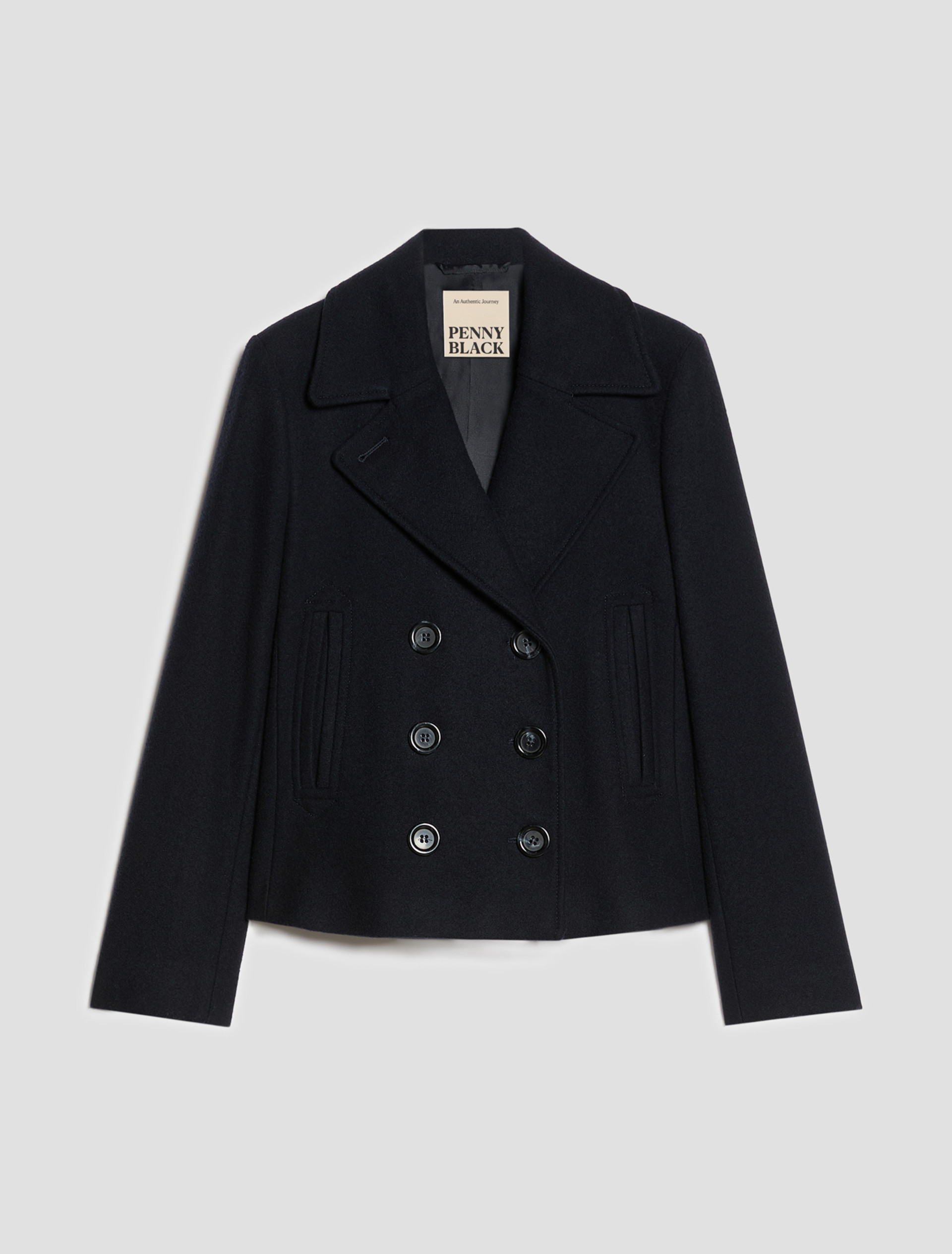 Slim-cut wool-blend pea coat - MIDNIGHTBLUE - Pennyblack - 2