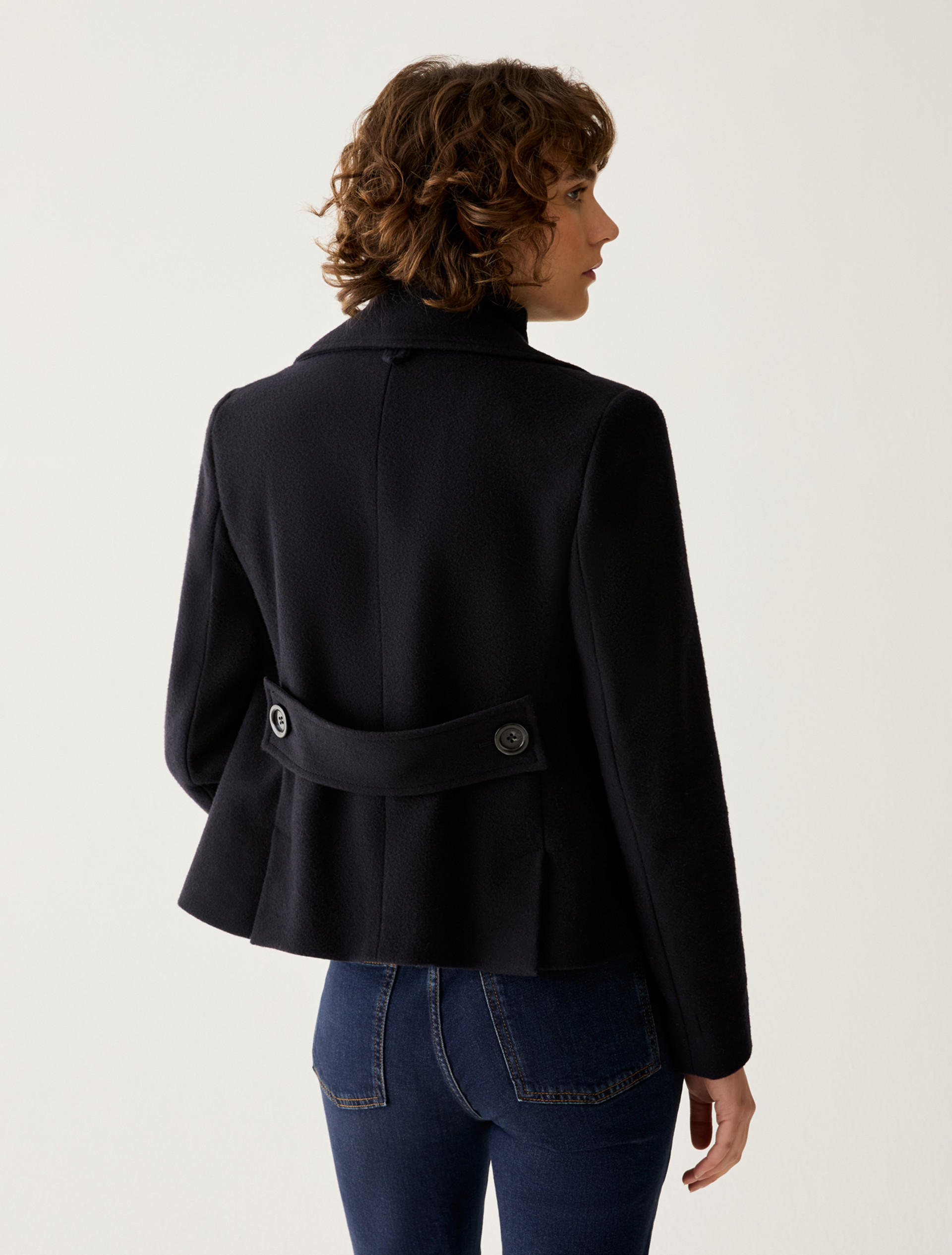 Slim-cut wool-blend pea coat - MIDNIGHTBLUE - Pennyblack - 3
