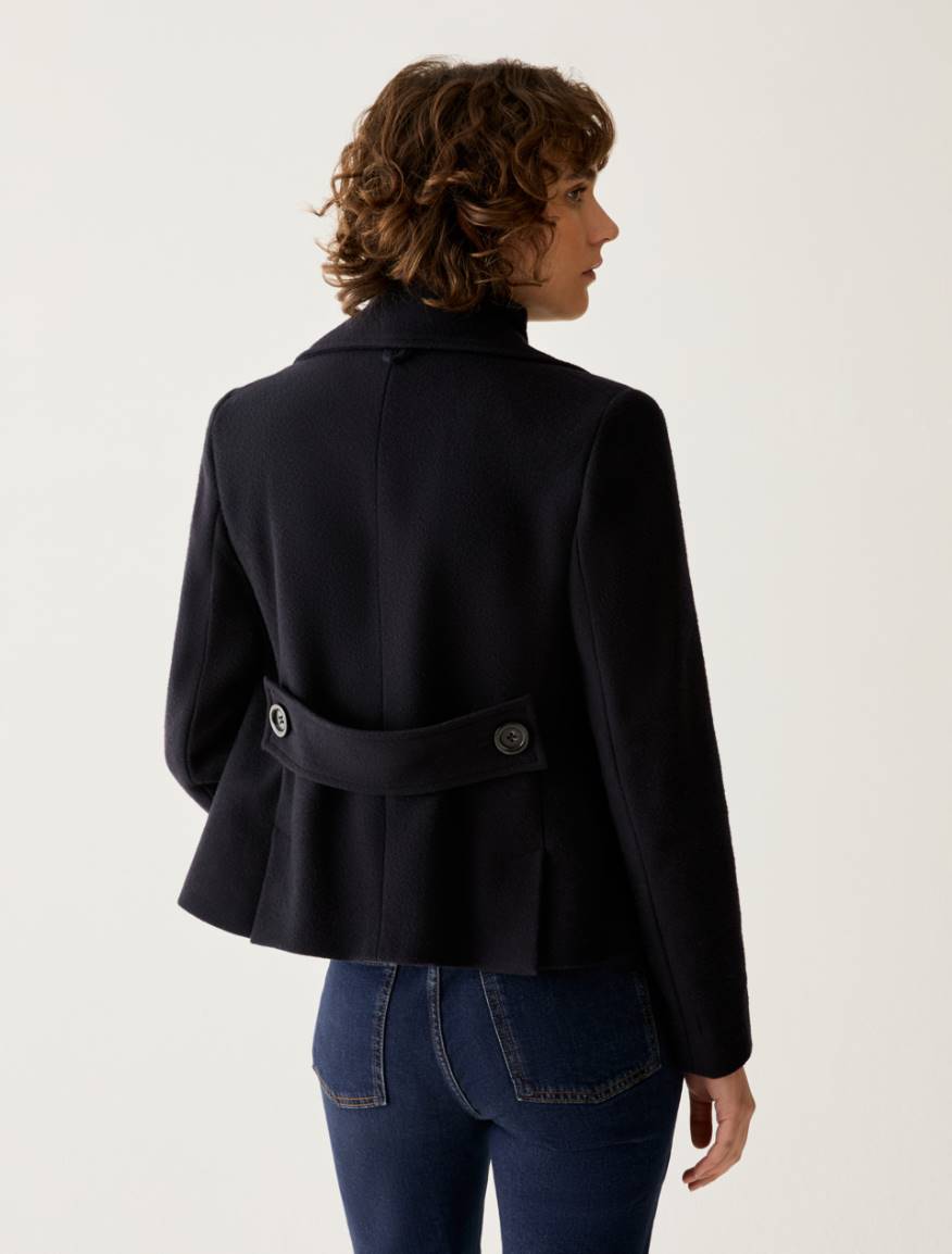 Slim-cut wool-blend pea coat - MIDNIGHTBLUE - Pennyblack - 3