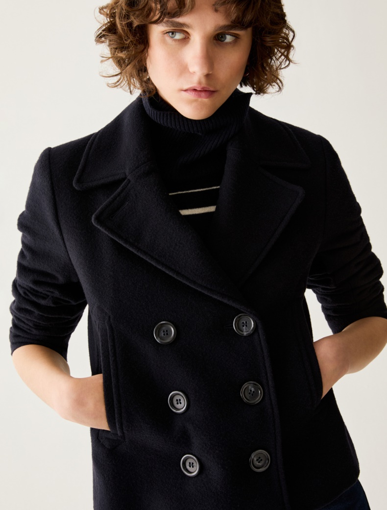 Slim-cut wool-blend pea coat - Pennyblack - 4