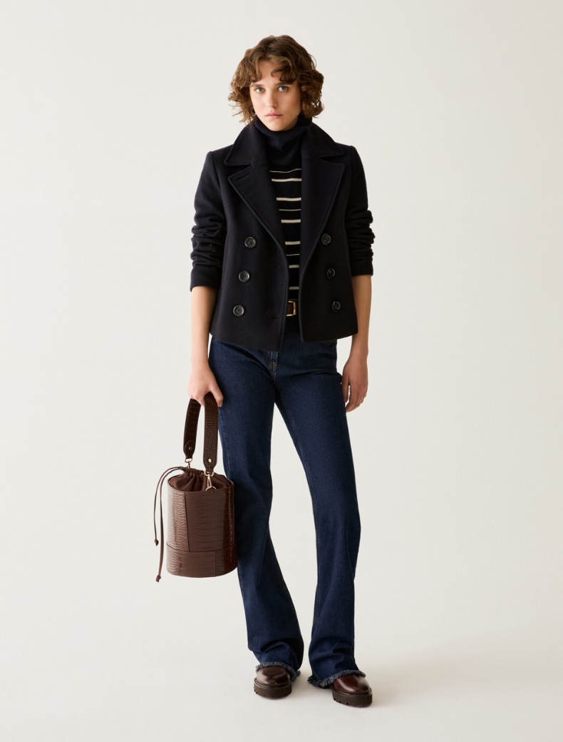 Slim-cut wool-blend pea coat - Pennyblack - 5