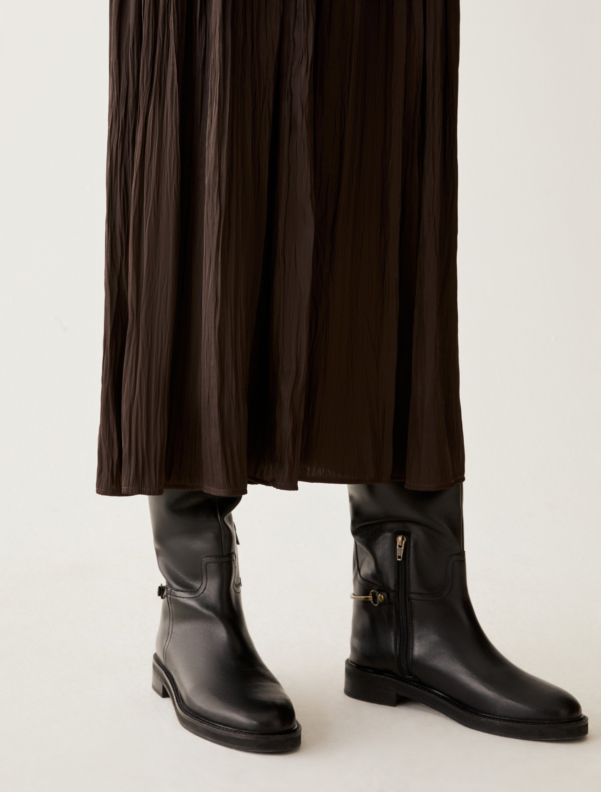 Crinkle satin midi skirt - CHOCOLATE - Pennyblack - 4