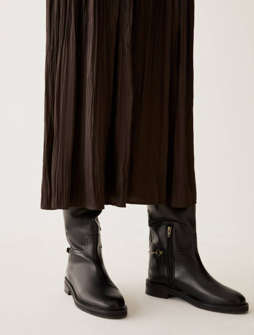 Crinkle satin midi skirt - CHOCOLATE - Pennyblack - 4