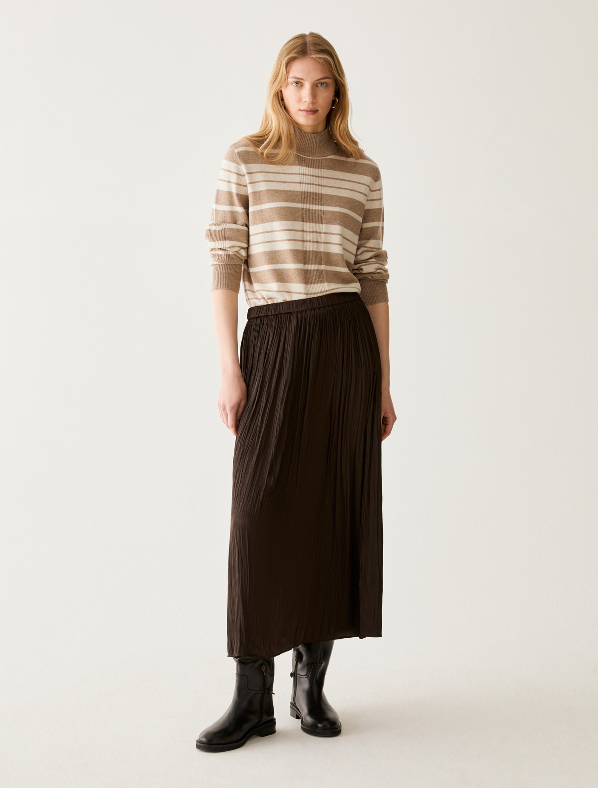 Crinkle satin midi skirt - CHOCOLATE - Pennyblack - 1