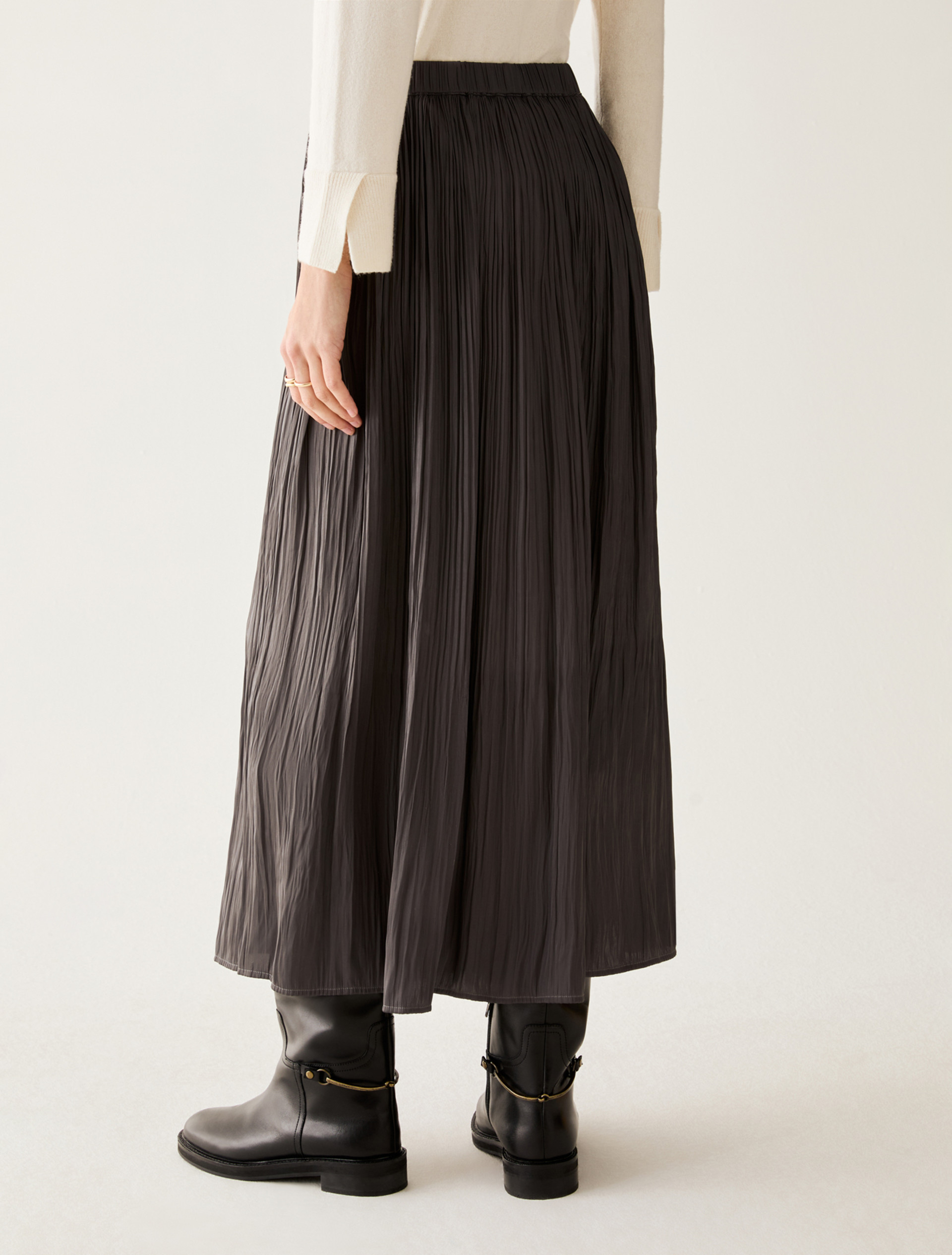 Crinkle satin midi skirt - PEWTER - Pennyblack - 3