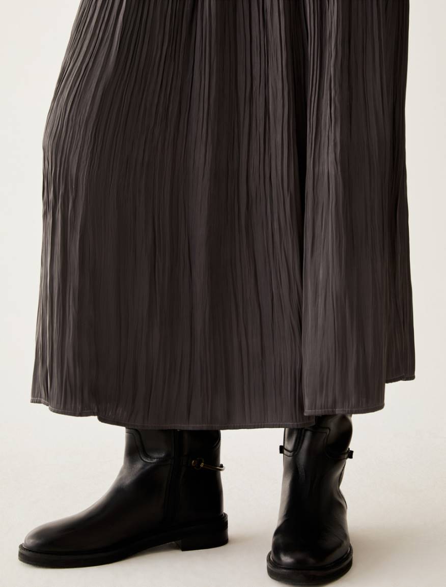 Crinkle satin midi skirt - PEWTER - Pennyblack - 4